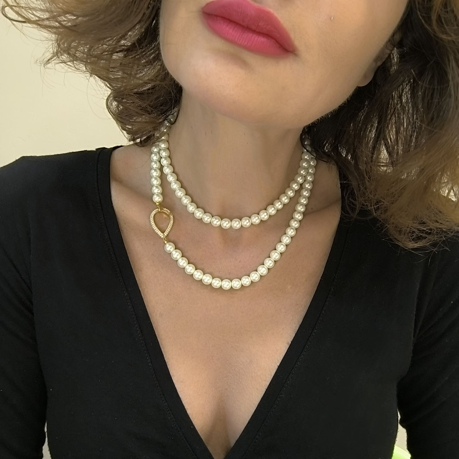 Κολιέ ''Lume'' Πέρλας Μακρύ με Στοιχείο Ζιργκόν - Image 2