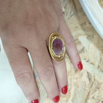 Δαχτυλίδι ''Grace'' ατσάλινο με Οβάλ Αμέθυστο Πέτρα Ρυθμιζόμενο