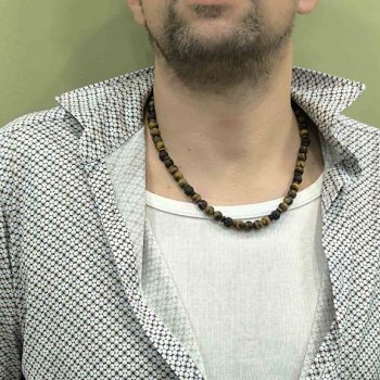 Tiger Earth – Ανδρικό Κολιέ με Ημιπολύτιμες Χάντρες