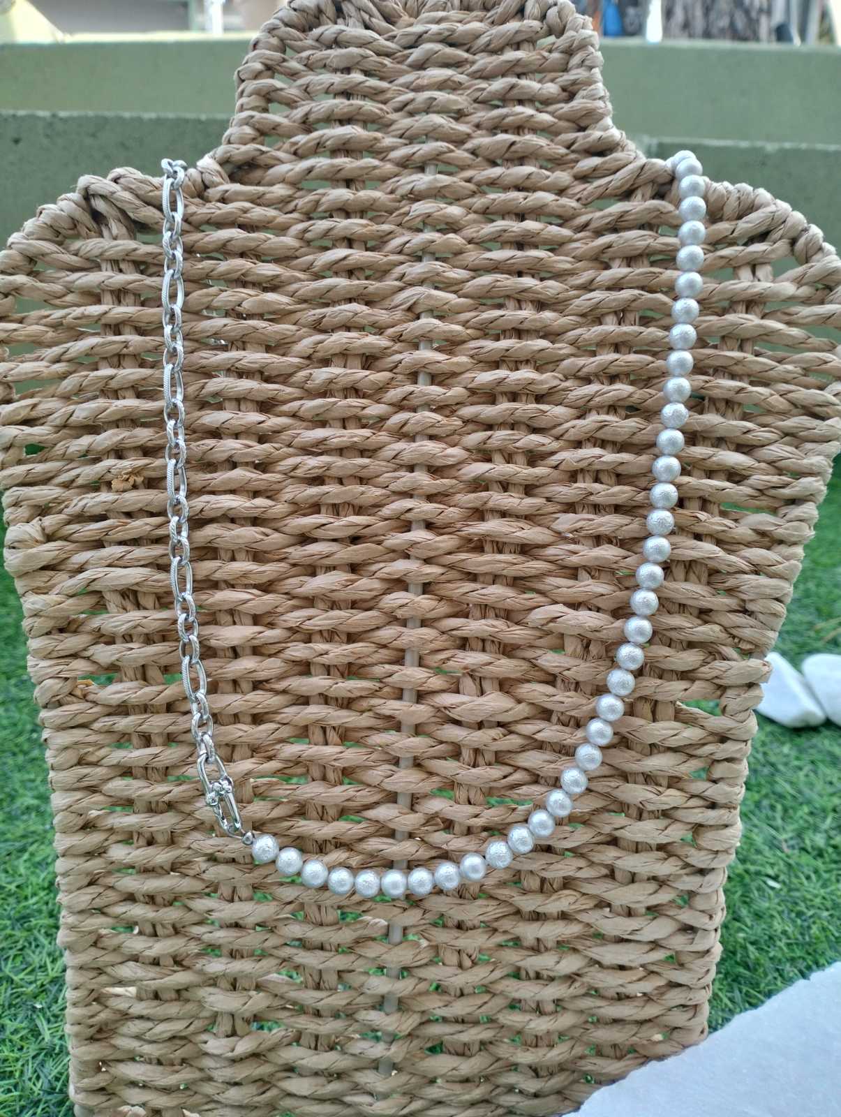 Κολιέ ''Luna Pearl'' Πολυμορφικό με Πέρλα σε ανοιχτό χρώμα σαγρέ 6mm & Ατσάλινη Αλυσίδα - Image 3