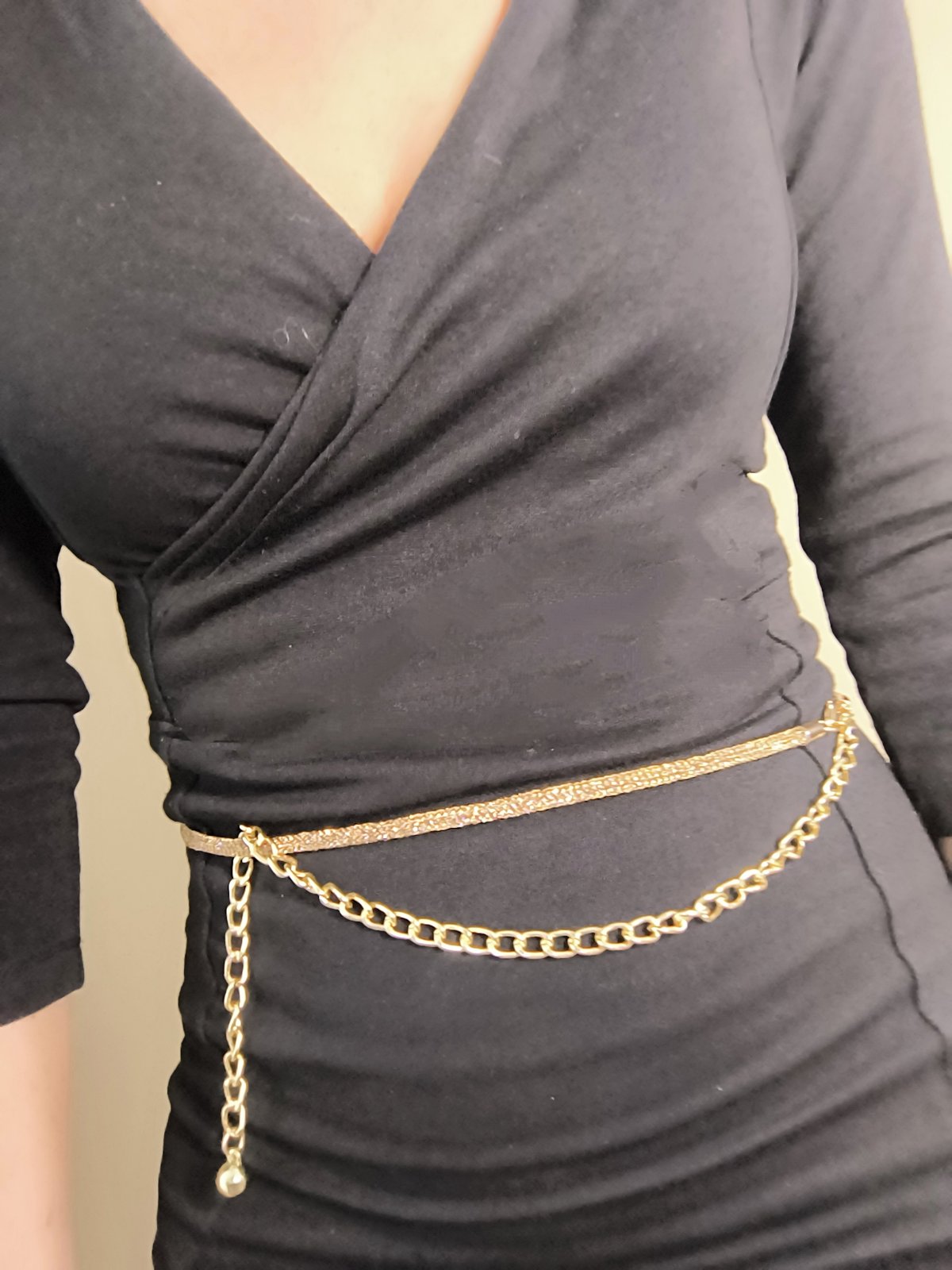 Κολιέ – Ζώνη ''Golden Carbon Glow'' από Στρας & Χρυσό - Image 4