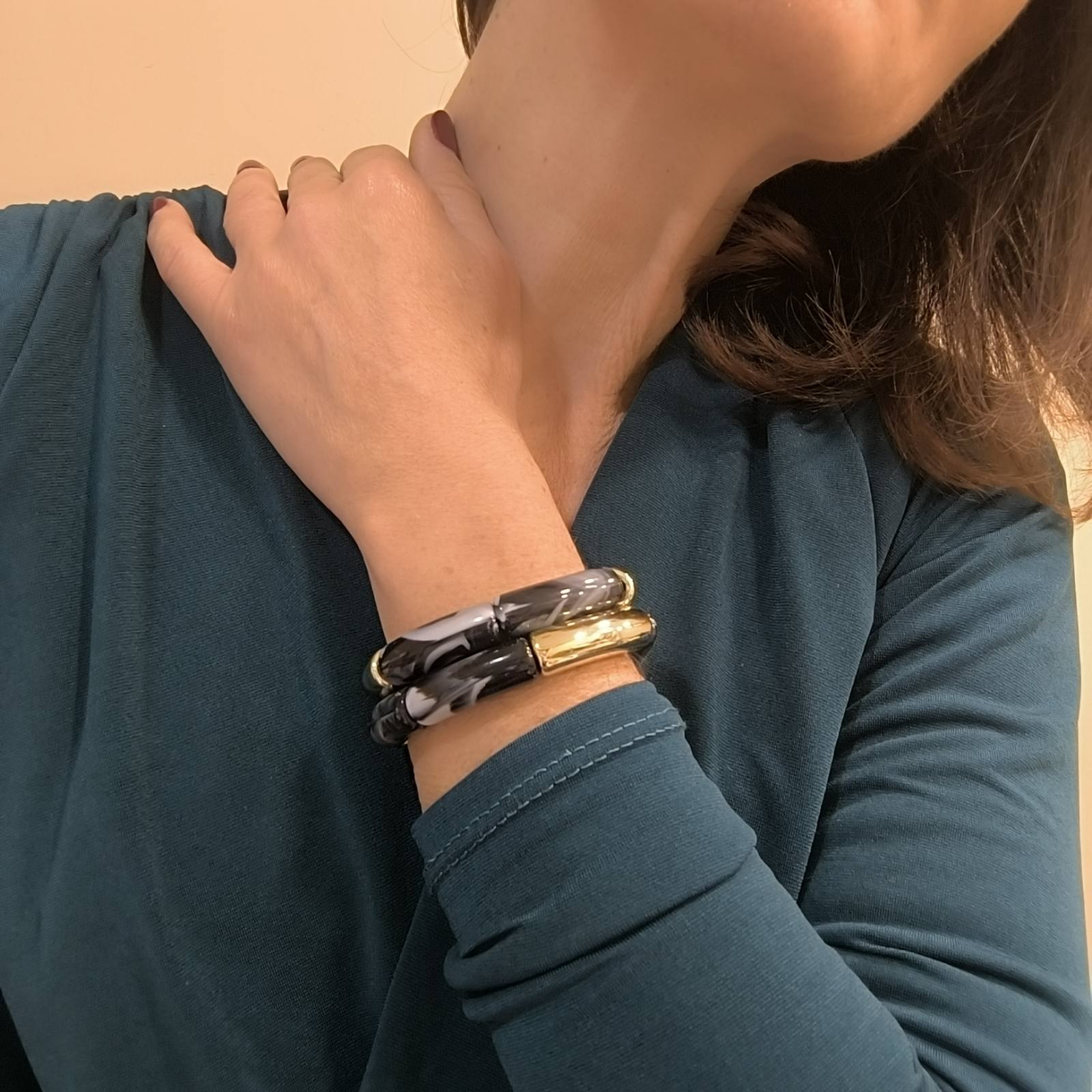 Ελαστικά Βραχιόλια ''Aurelia Stack Bracelets'' με Ακρυλικά & Μεταλλικά Στοιχεία - Image 2