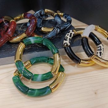 Ελαστικά Βραχιόλια ''Aurelia Stack Bracelets'' με Ακρυλικά & Μεταλλικά Στοιχεία