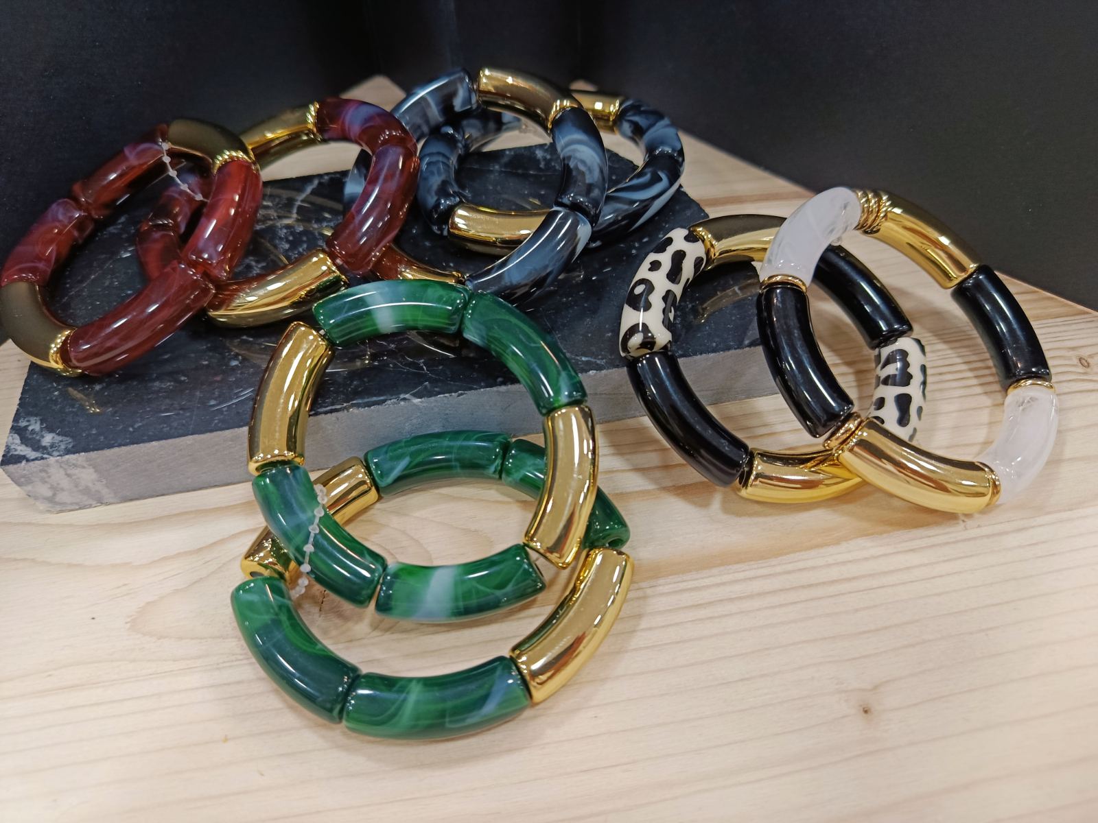 Ελαστικά Βραχιόλια ''Aurelia Stack Bracelets'' με Ακρυλικά & Μεταλλικά Στοιχεία