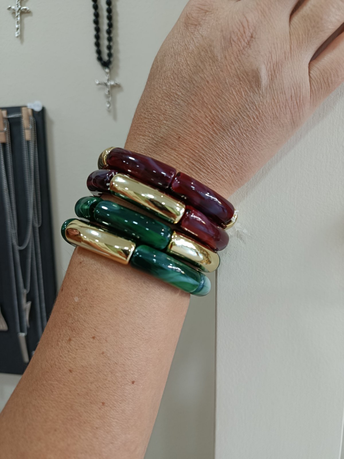 Ελαστικά Βραχιόλια ''Aurelia Stack Bracelets'' με Ακρυλικά & Μεταλλικά Στοιχεία - Image 7