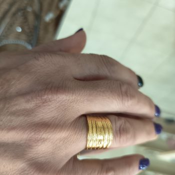 “Helios Lines” Ring Stainless Steel – Gold Tone - Adjustable