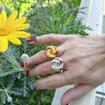 Δαχτυλίδι ''Στρόβιλος'' Ατσάλινο  σε Χρυσό & Ασημί Χρώμα Ρυθμιζόμενο