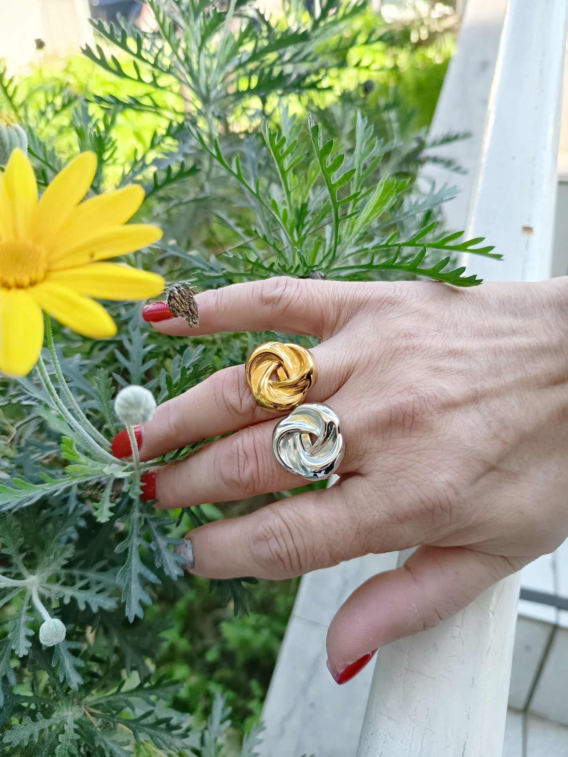 Δαχτυλίδι ''Στρόβιλος'' Ατσάλινο σε Χρυσό & Ασημί Χρώμα Ρυθμιζόμενο