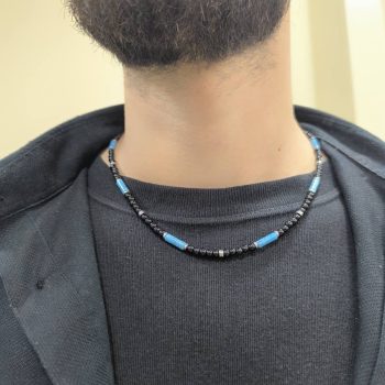 Blue Stone – Ανδρικό Κολιέ με Μπλε Λεπτομέρειες