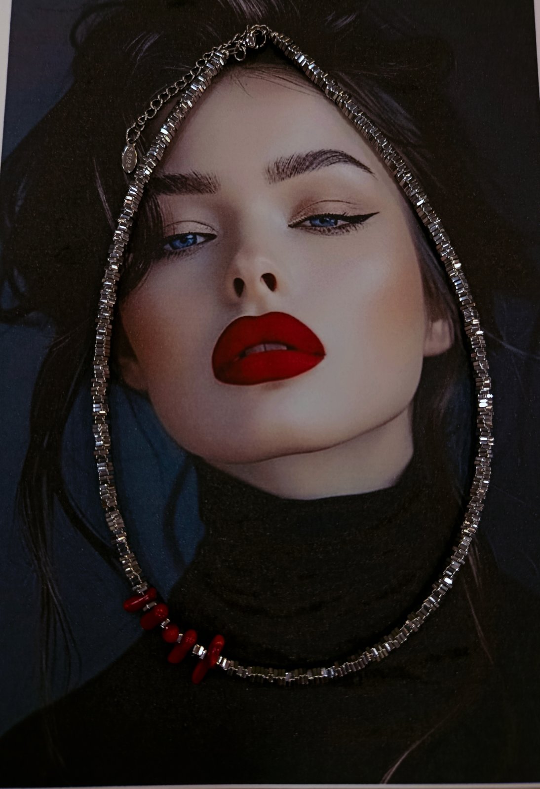 Κολιέ Χειροποίητο ''EverLove Jewelry'' από Λευκό Αιματίτη & Κόκκινο Κοράλι - Image 2