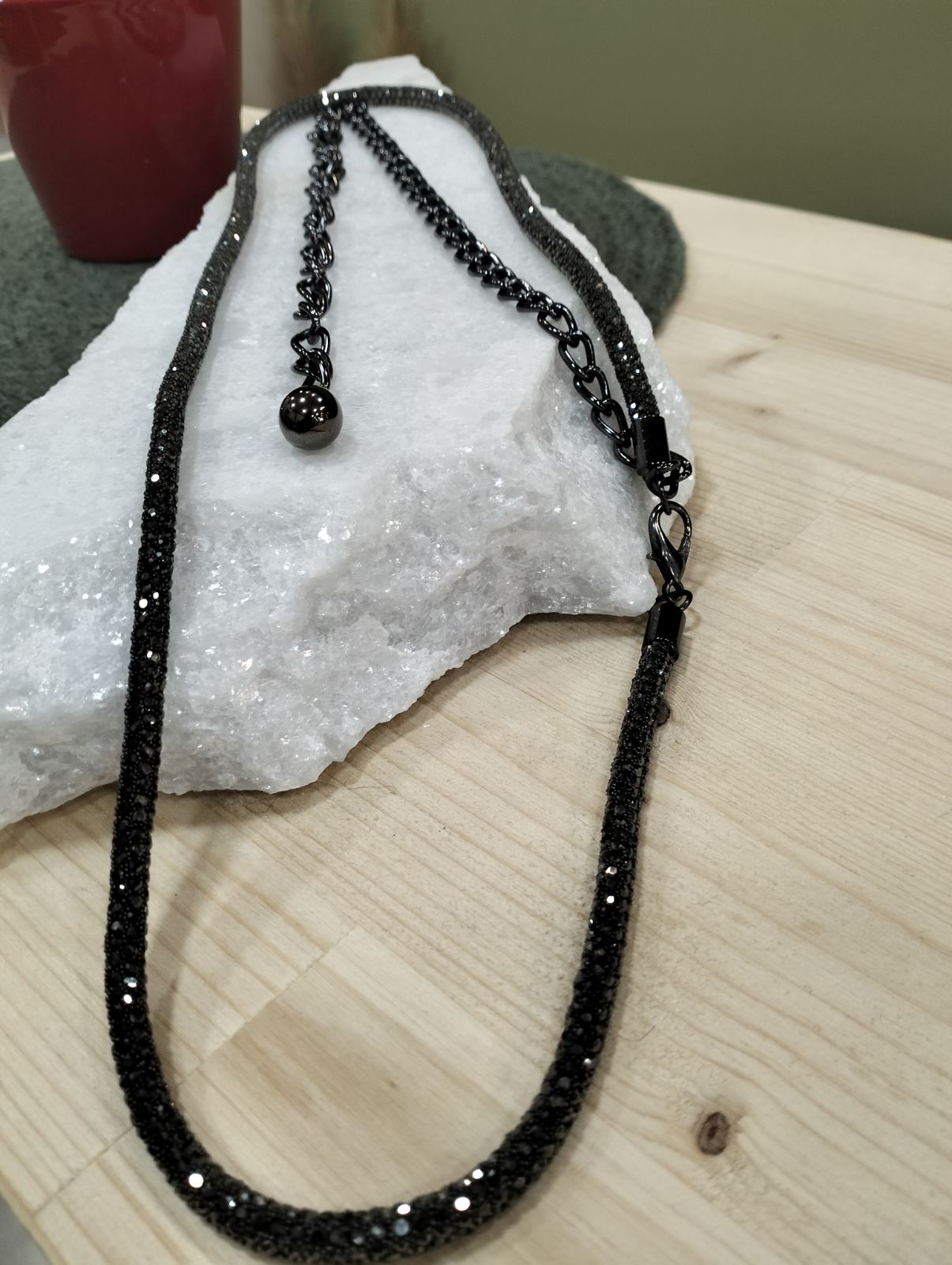 Ζώνη-Κολιέ ''Anthracite Elegance'' από στρας ανθρακί - Image 3