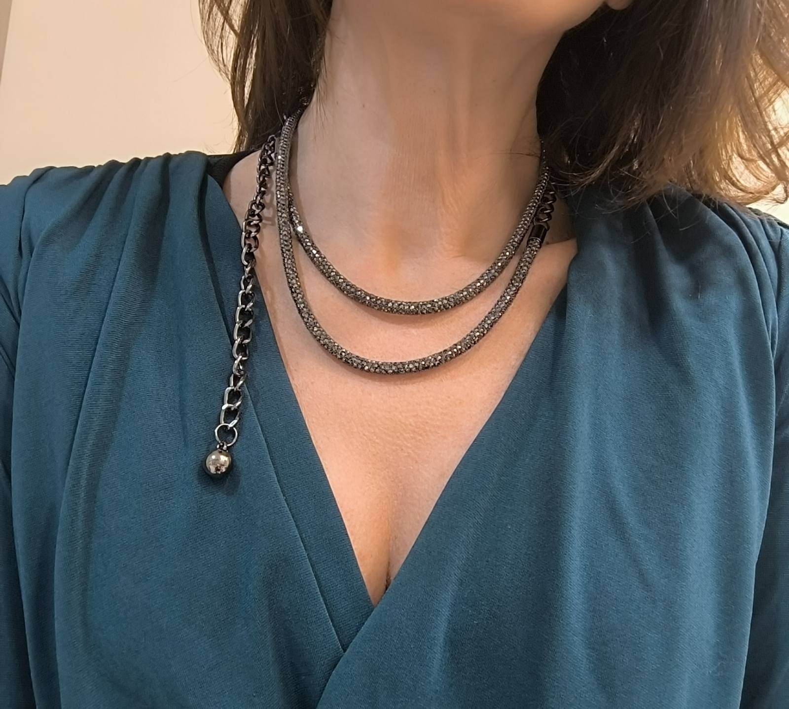 Ζώνη-Κολιέ ''Anthracite Elegance'' από στρας ανθρακί - Image 5