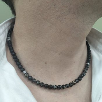 Atlas – Ανδρικό Κολιέ με Ημιπολύτιμες Χάντρες & Αιματίτη