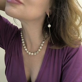 Κολιέ Χειροποίητο ''Crema Aura'' με Ημιπολύτιμες Πέτρες Πάστας σε Κρεμ Καφέ Αποχρώσεις