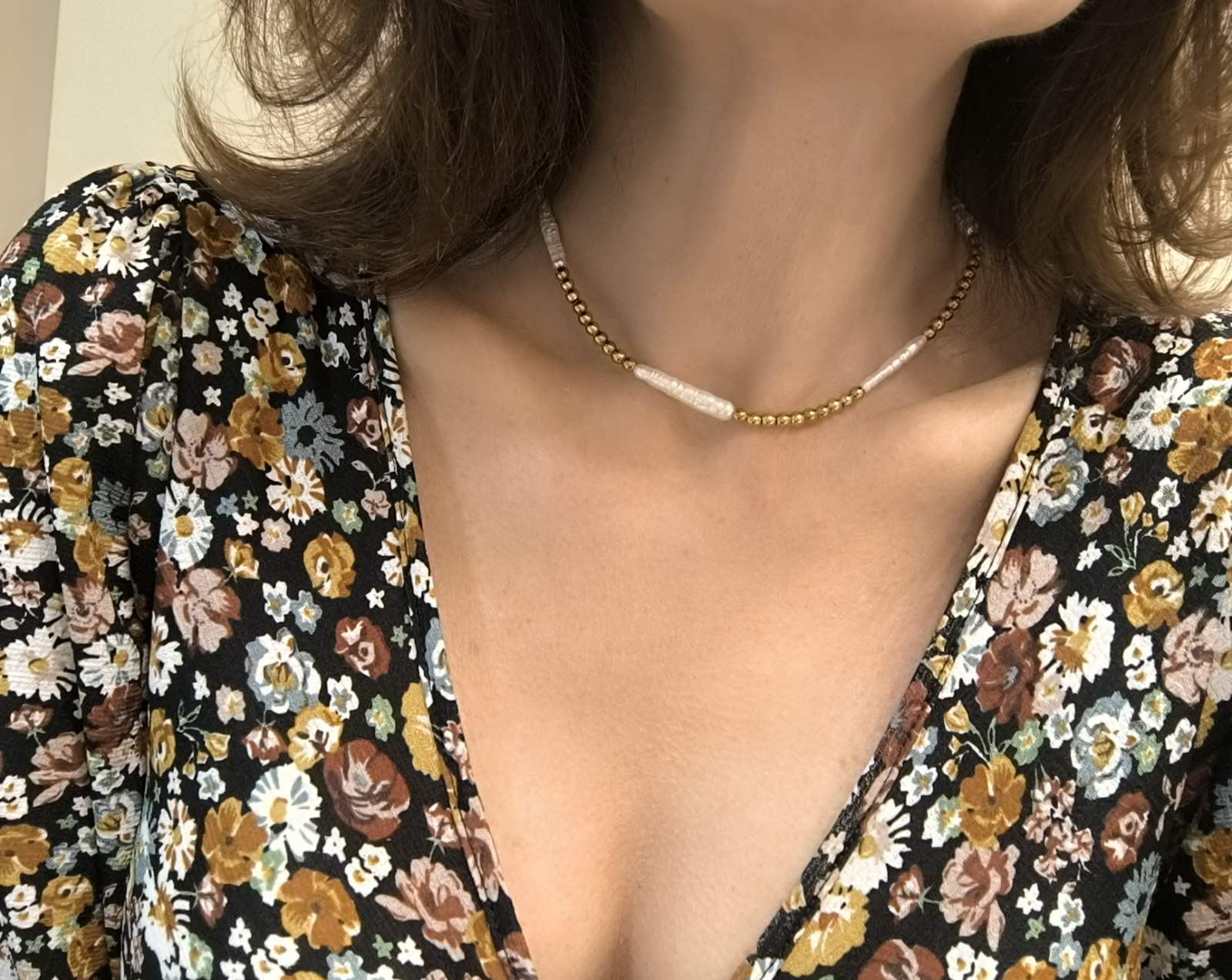 Κολιέ “Αρμονία” με Αιματίτη & Μαργαριτάρι