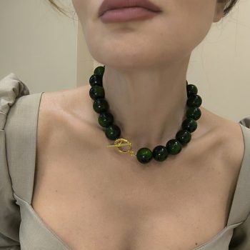 Κολιέ ''Emerald Pearl'' Χειροποίητο