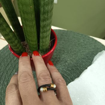 Δαχτυλίδι Duo Pearl Steel Ring – Ατσάλινο με Διπλή Πέρλα Ρυθμιζόμενο