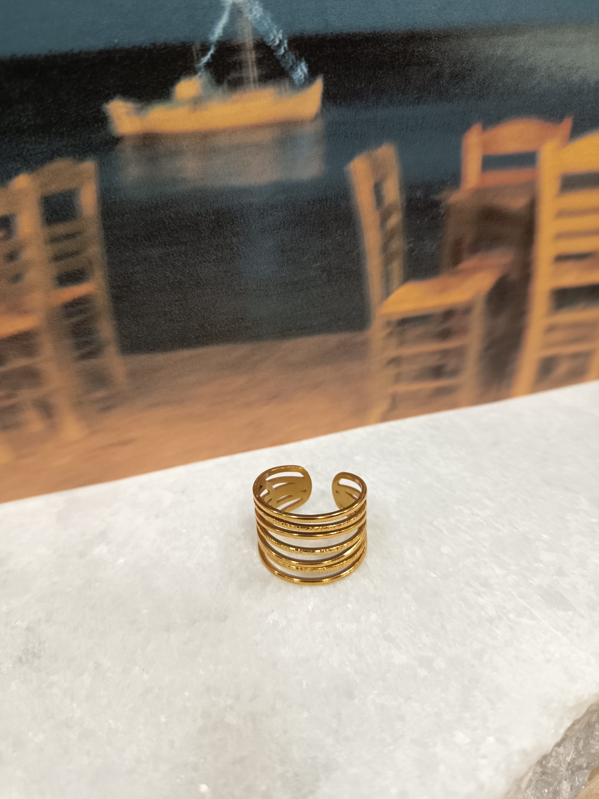 Δαχτυλίδια Πολυστρωματικά ''Eclipse'' Minimal Σχέδιο σε Χρυσό-Ασημί-Λευκόχρυσο Ρυθμιζόμενο - Image 2