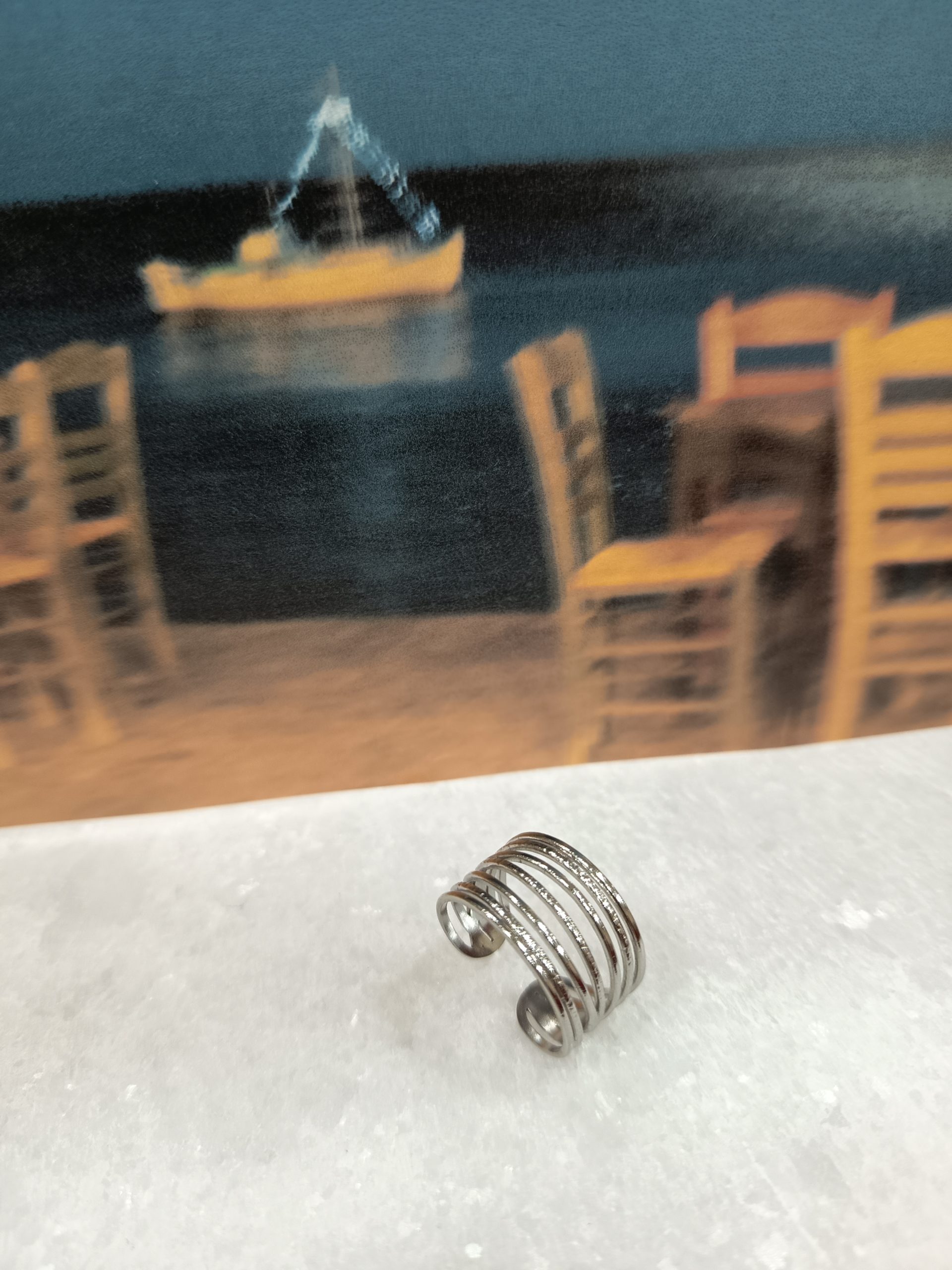 Δαχτυλίδια Πολυστρωματικά ''Eclipse'' Minimal Σχέδιο σε Χρυσό-Ασημί-Λευκόχρυσο Ρυθμιζόμενο - Image 3