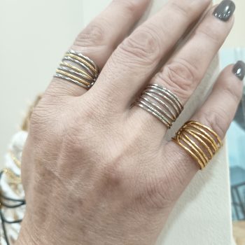 Δαχτυλίδια Πολυστρωματικά ''Eclipse'' Minimal Σχέδιο σε Χρυσό-Ασημί-Λευκόχρυσο Ρυθμιζόμενο