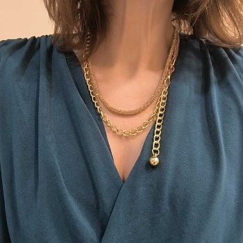 Κολιέ – Ζώνη ''Golden Carbon Glow'' από Στρας  & Χρυσό