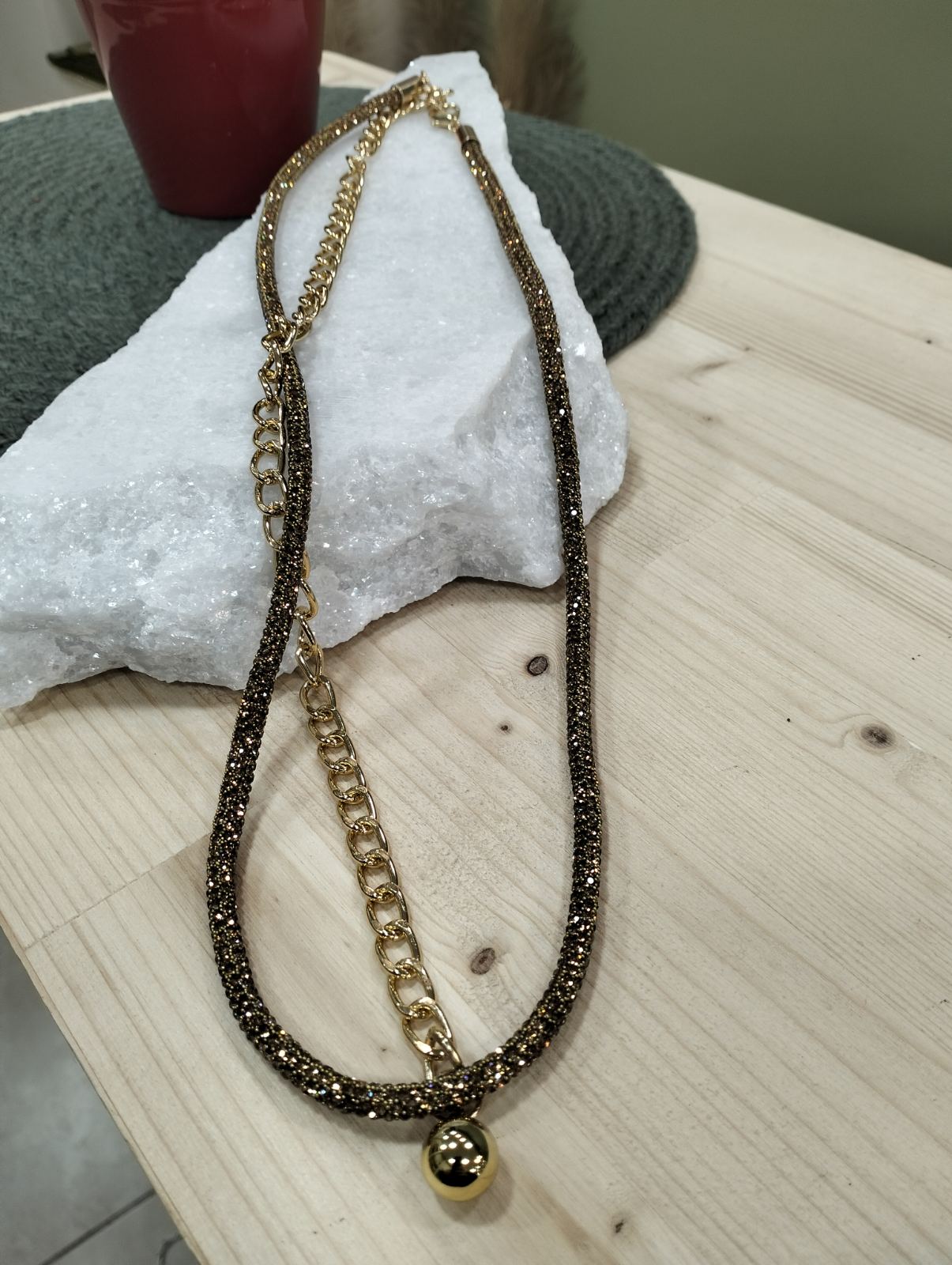 Κολιέ – Ζώνη ''Golden Carbon Glow'' από Στρας & Χρυσό - Image 3