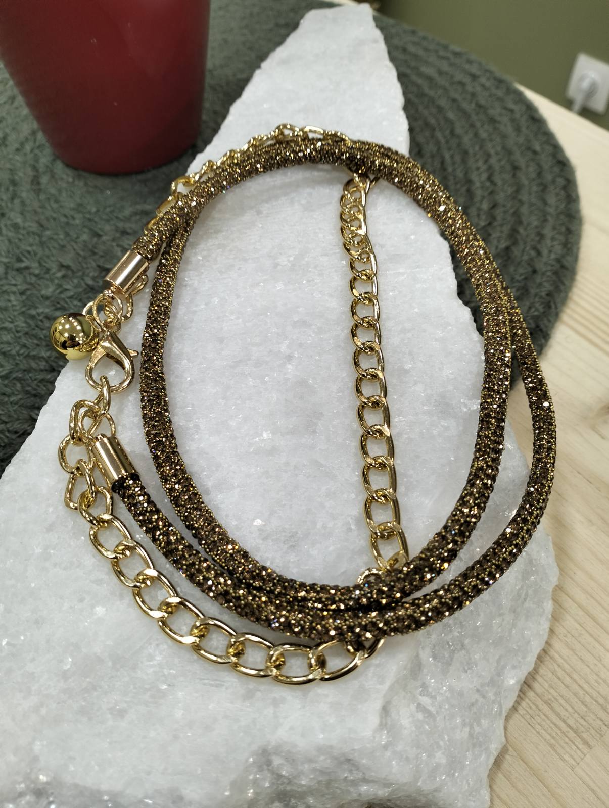 Κολιέ – Ζώνη ''Golden Carbon Glow'' από Στρας & Χρυσό - Image 2