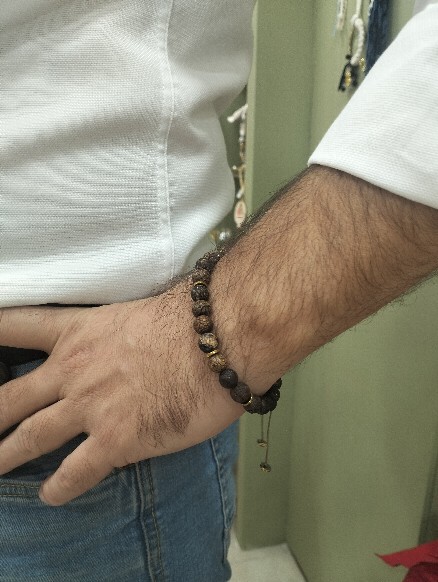 Nomad Chocolate – Ανδρικό Βραχιόλι Ίασπις & Χρυσός Αιματίτης