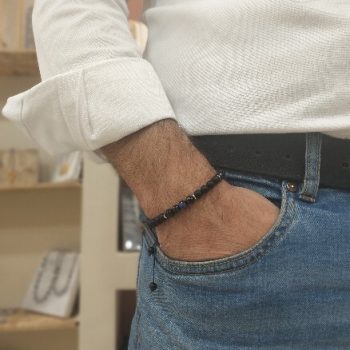 Blue Horizon – Χειροποίητο βραχιόλι μακραμέ με ημιπολύτιμες χάντρες