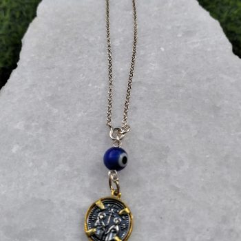 Φυλαχτό Αυτοκινήτου Ασημένιο 925 Κωνσταντινάτο Οξυντέ Επίχρυσο με Μπλε Μάτι