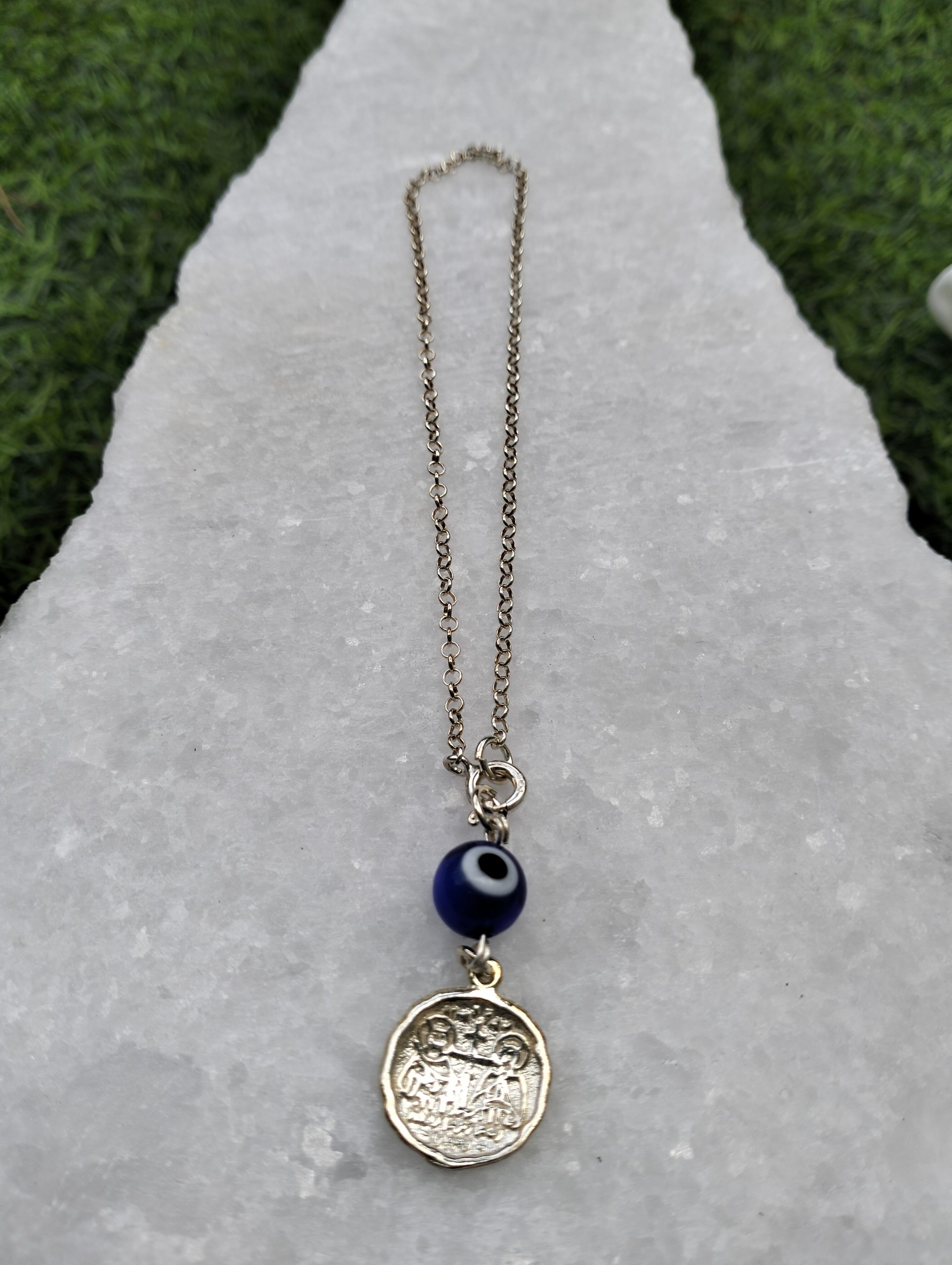 Φυλαχτό Αυτοκινήτου Ασημένιο 925 Κωνσταντινάτο με Μπλε Μάτι - Image 2