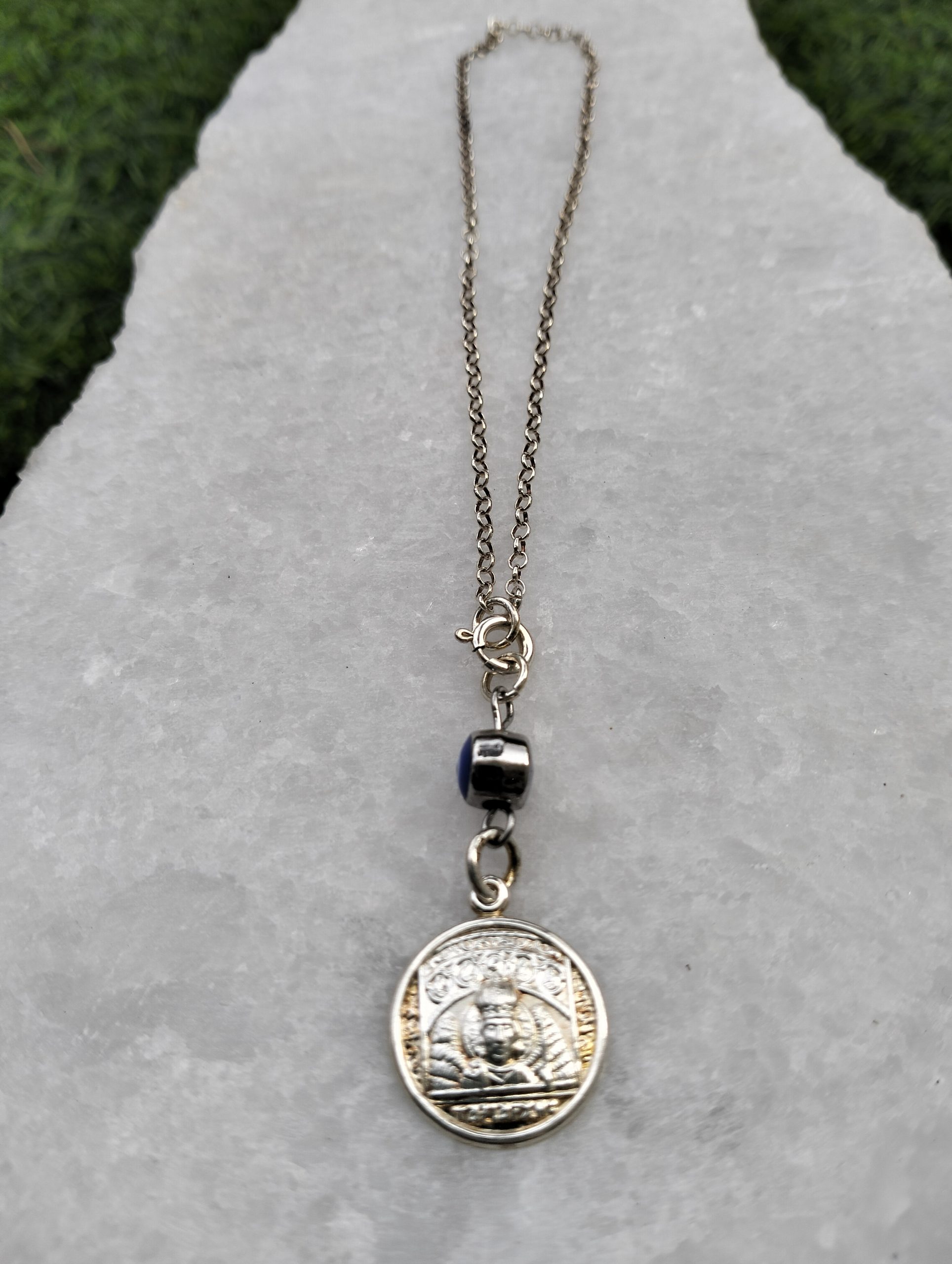 Φυλαχτό Αυτοκινήτου Ασημένιο 925 Στρογγυλό Ταξιάρχης με Μπλε Μάτι