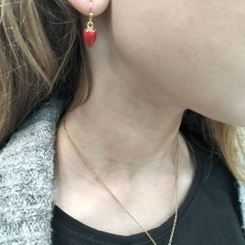 Παιδικό Ατσάλινο Σετ Κοσμημάτων Φράουλα με Σμάλτο χρυσό