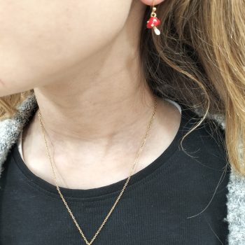 Παιδικό Ατσάλινο Σετ Κοσμημάτων Μανιτάρι με Σμάλτο