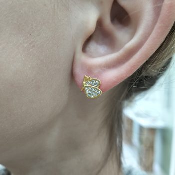 Ατσάλινα Σκουλαρίκια Μισή Πεταλούδα με Στράς Χρυσό