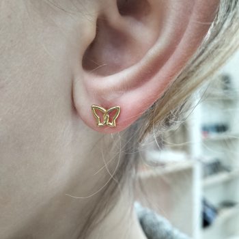 Ατσάλινα Σκουλαρίκια Πεταλούδα Χρυσό