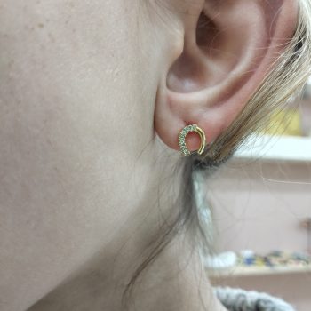 Σκουλαρίκια Ατσάλινα Καρφωτά Πέταλο με Ζιργκόν Χρυσό