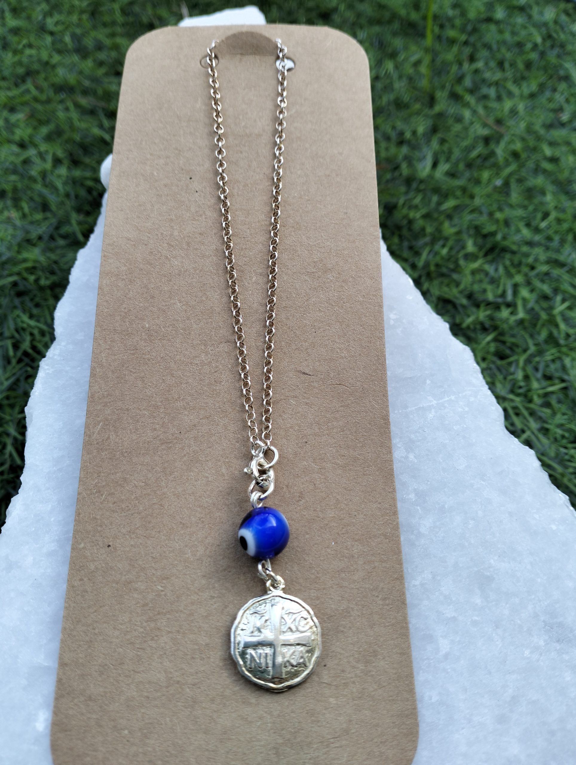 Φυλαχτό Αυτοκινήτου Ασημένιο 925 Κωνσταντινάτο με Μπλε Μάτι - Image 3