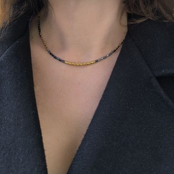 Κολιέ “Aurum Noir” – Χειροποίητο από Αιματίτη Χρυσό & Μαύρο