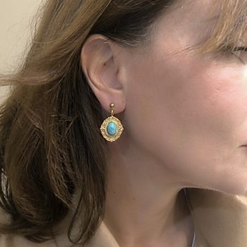 Σκουλαρίκια “Ariadne” – Χειροποίητα Ατσάλινα  με Οβάλ Τιρκουάζ