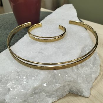 Κολιέ Σταθερό Λαιμού Aurelia Χειροπέδα από Ατσάλι Πλακε 5mm σε Χρυσό ή Ασημί Χρώμα