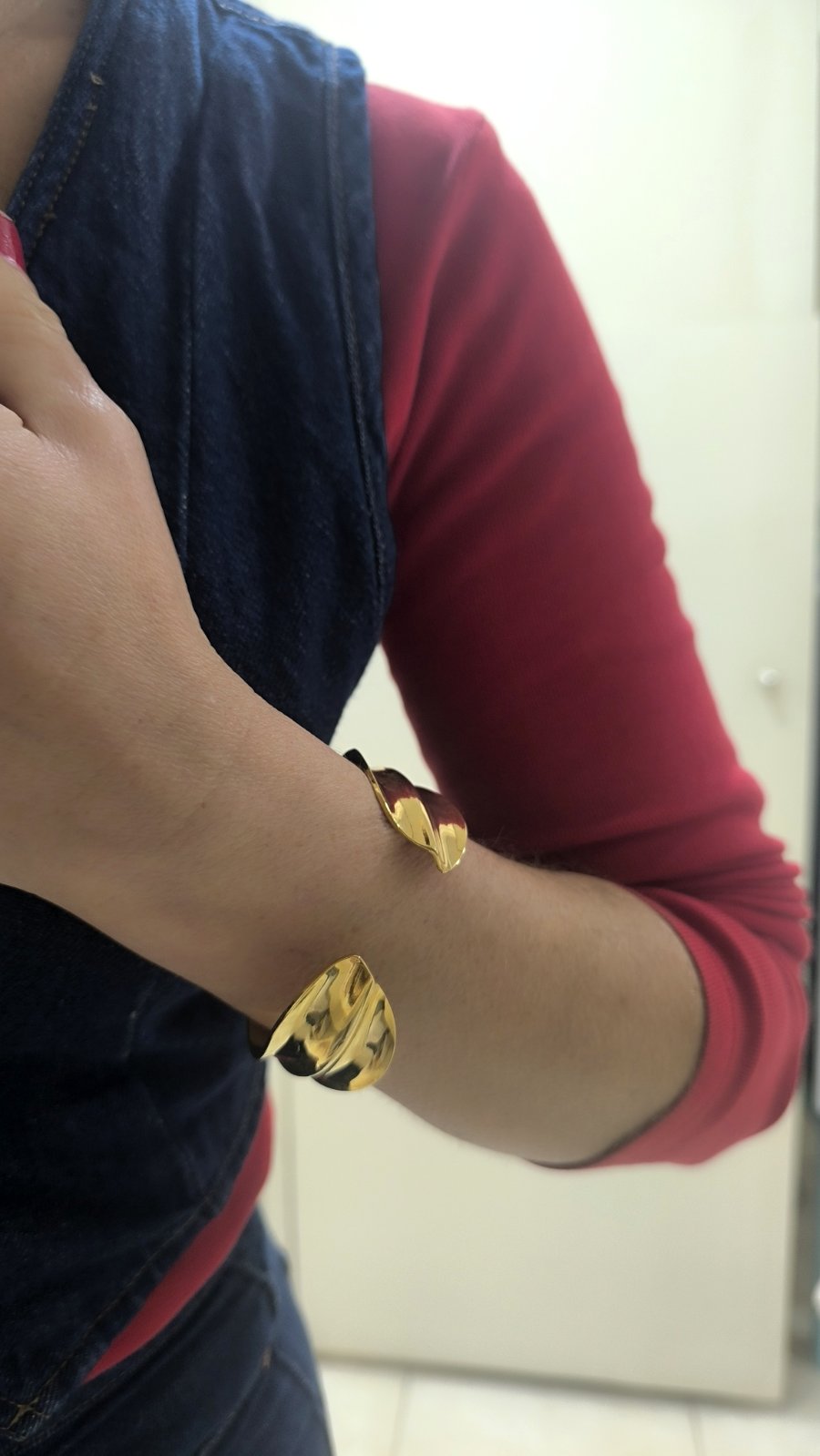 Χειροπέδα ''Duo Leaf Bracelet'' – Ατσάλινη σε Χρυσό ή Ασημί Χρώμα