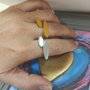 Oval Minimal – Ατσάλινο δαχτυλίδι με οβάλ στοιχεία (Χρυσό ή Ασημί)