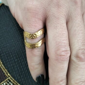 Ατσάλινο Δαχτυλίδι “Aurora Curve” Χρυσό Διπλό Καμπυλωτό Ρυθμιζόμενο