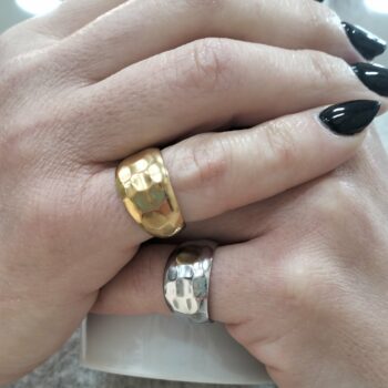 Ατσάλινο Δαχτυλίδι “Mirror Dome” Ρυθμιζόμενο Χρυσό ή Ασημί Γυαλιστερό