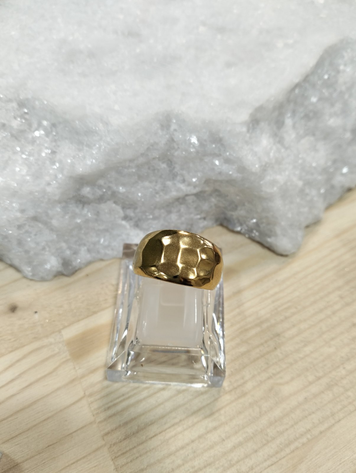 Ατσάλινο Δαχτυλίδι “Mirror Dome” Ρυθμιζόμενο Χρυσό ή Ασημί Γυαλιστερό - Image 2