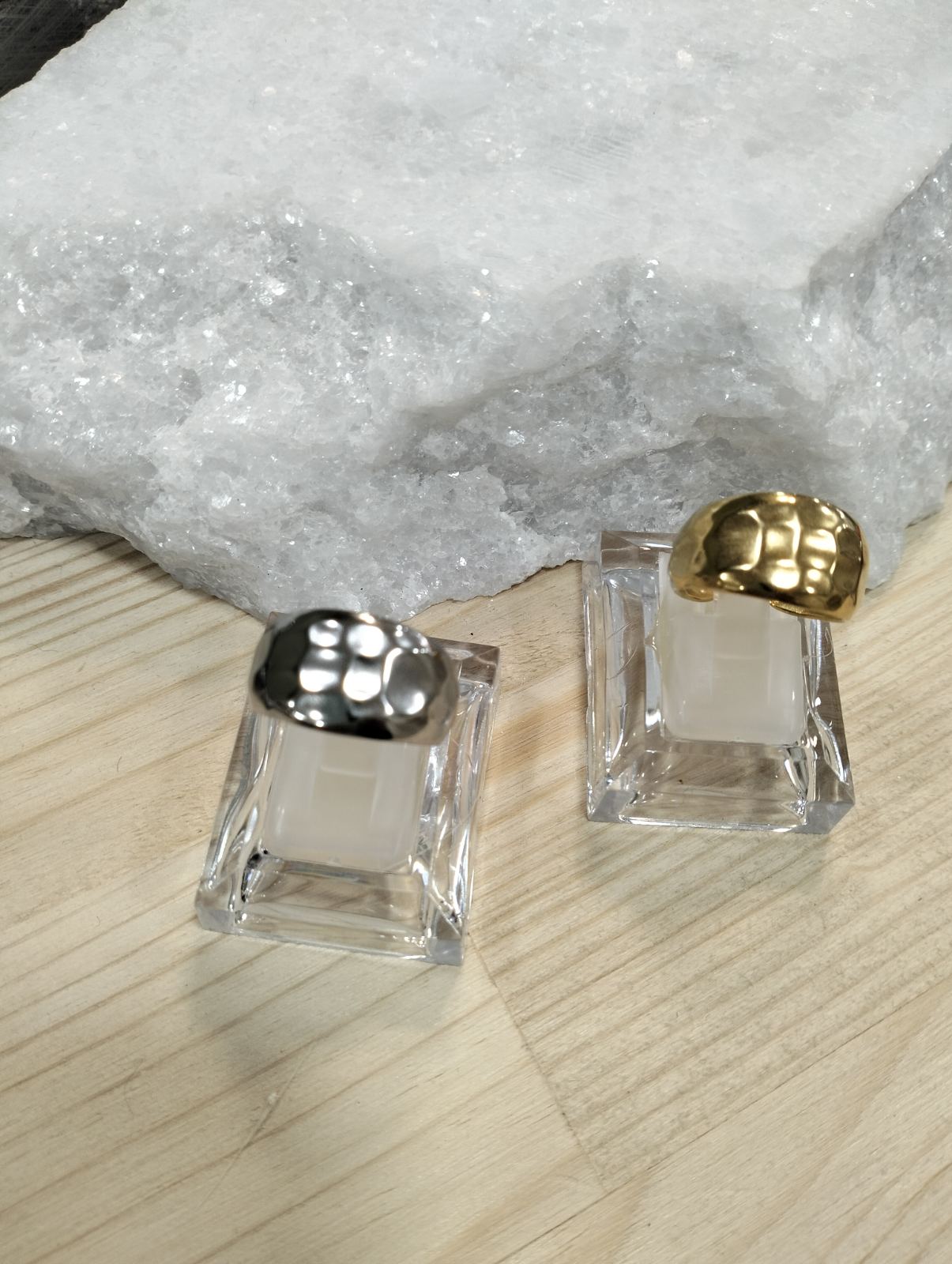 Ατσάλινο Δαχτυλίδι “Mirror Dome” Ρυθμιζόμενο Χρυσό ή Ασημί Γυαλιστερό - Image 4