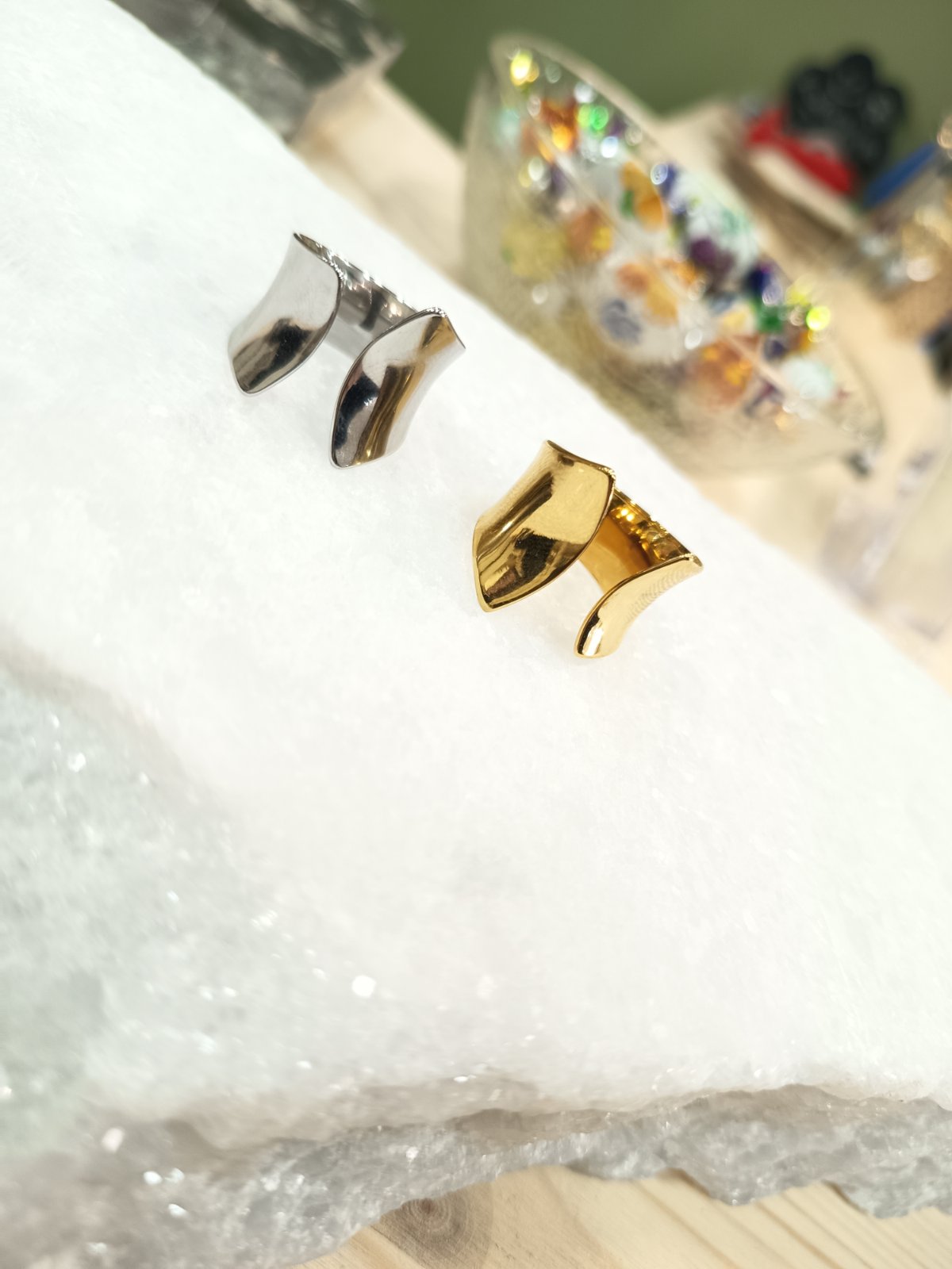 Stainless Steel Ring “Wave Shield” – Partially Adjustable - Image 2