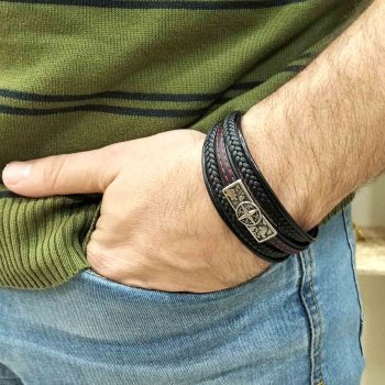 Ανδρικό Βραχιόλι Δερματίνης με Πυξίδα από Ατσάλι