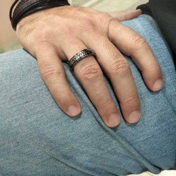 Ανδρικό Δαχτυλίδι Ατσάλινο Βέρα με Σχέδιο Αλυσίδα